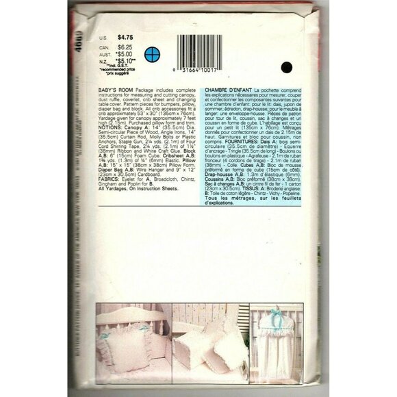 Butterick 4689 Nettle Creek Babys Room Accessories Vintage Uncut Sewing Pattern - Picture 2 of 2